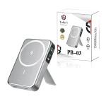 Tobys PB-03 Magnetic Wireless Power Bank 10000mAh 20W Fast Charging with 15W Wireless, Built-in Cable, 3-Port Output & Portable Bracket